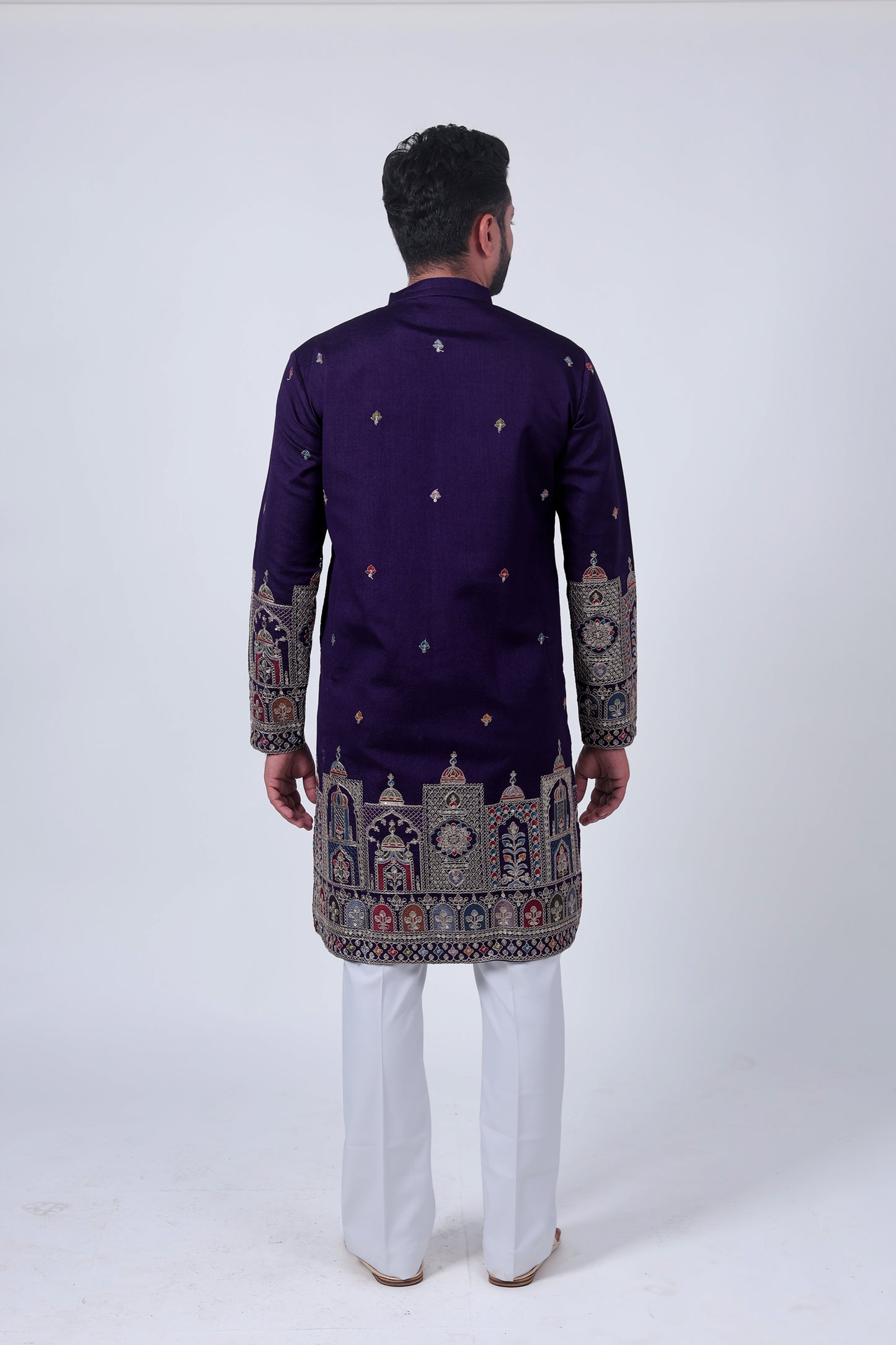 Purple Mirror & Zari Embroidered Kurta