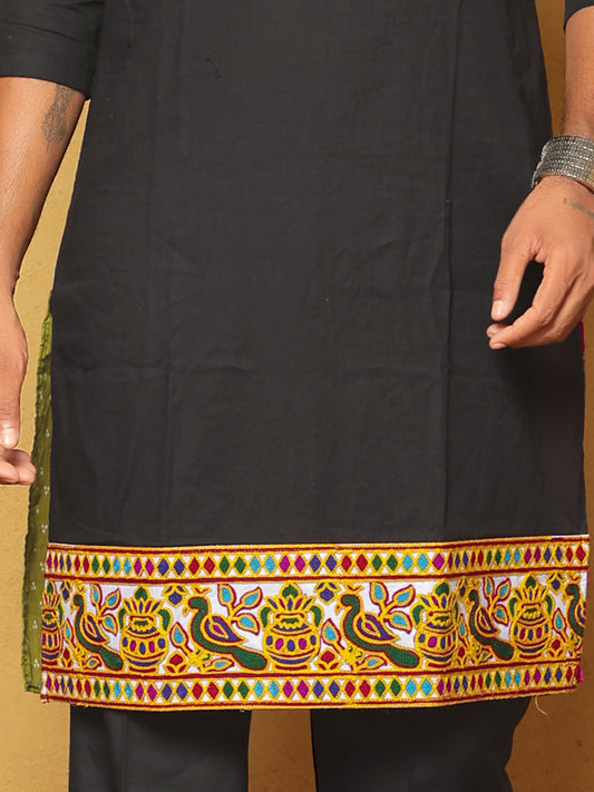 Black Bandhani-Inspired Embroidered Kurta