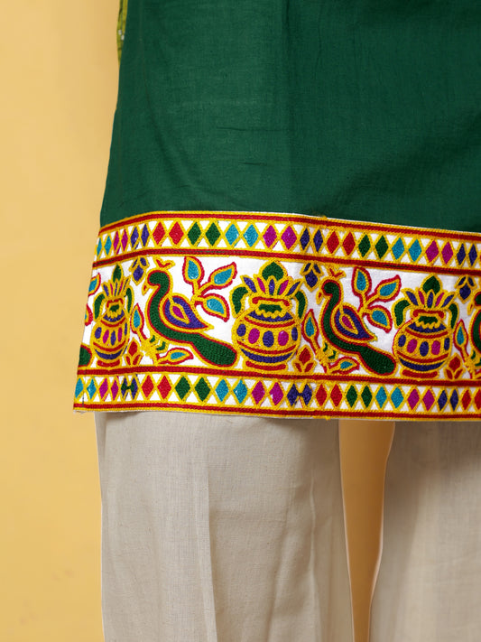 Green Bandhani-Inspired Embroidered Kurta
