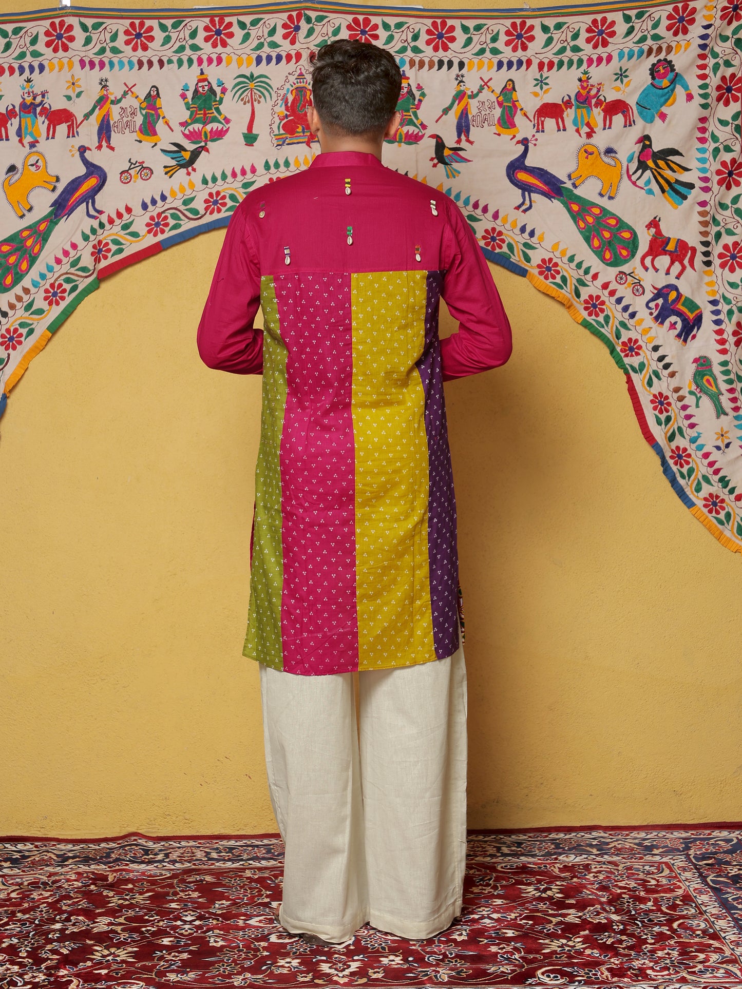 Pink Bandhani-Inspired Embroidered Kurta