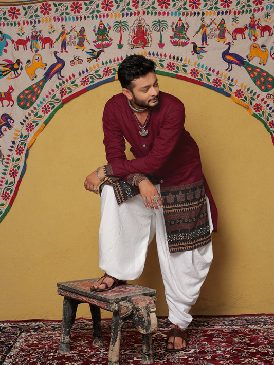 Maroon Kurta with Traditional Ethnic Motifs
