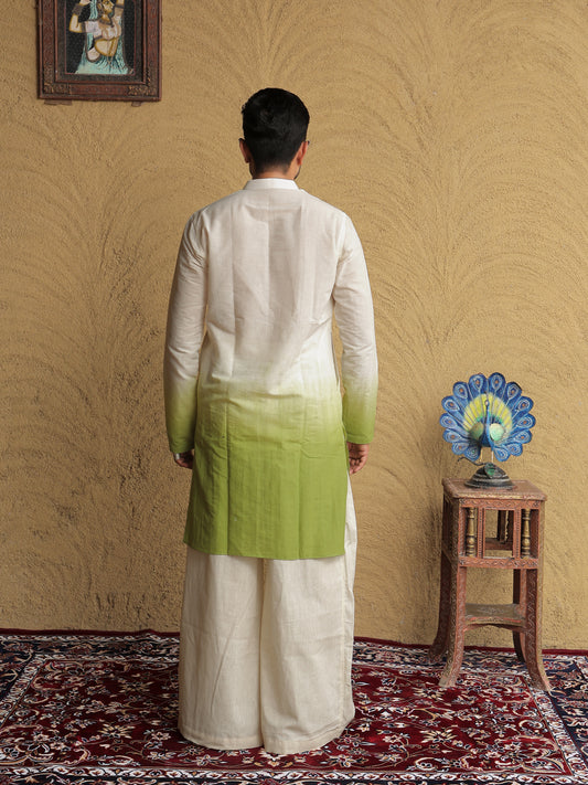 Green Ombre Ethnic Motif Printed Kurta