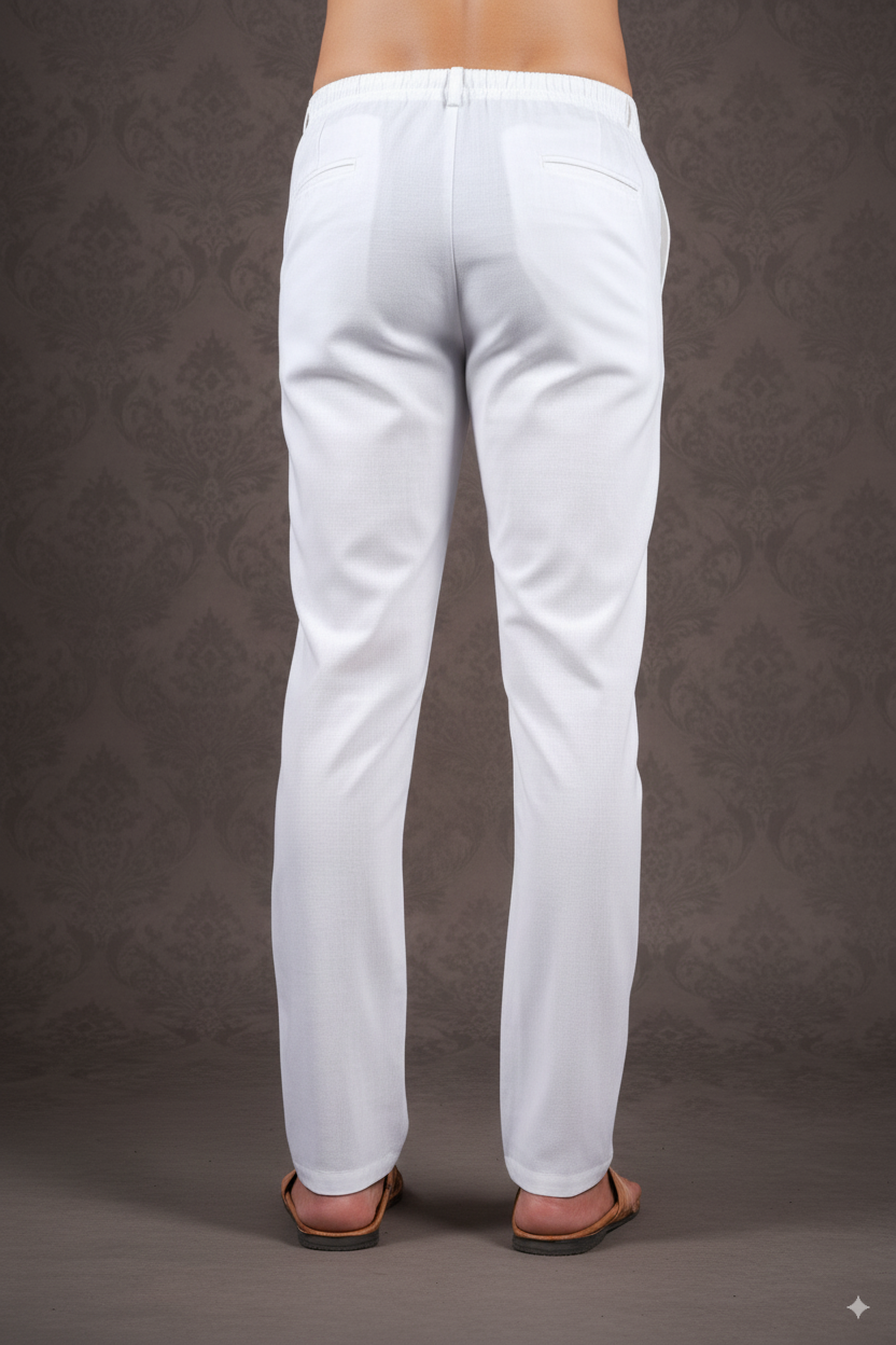 White Cotton-Silk Pants