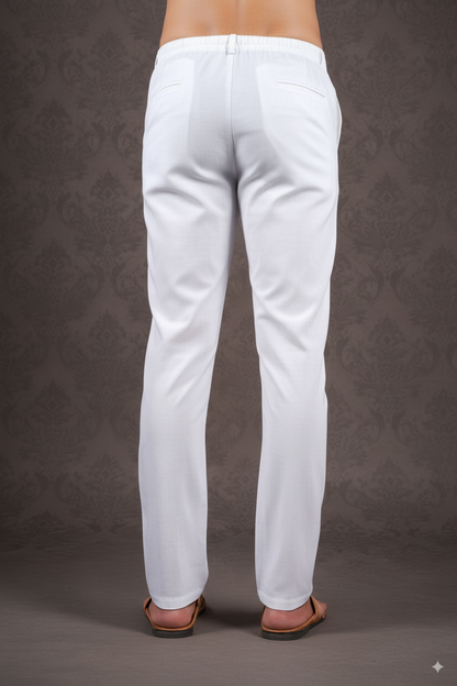 White Cotton-Silk Pants