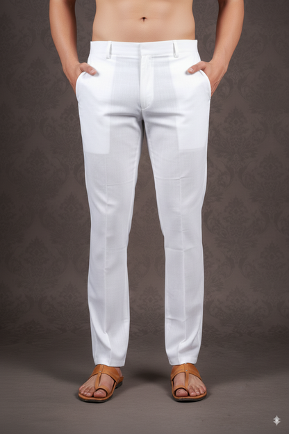 White Cotton-Silk Pants