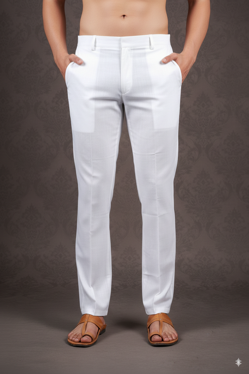 White Cotton-Silk Pants