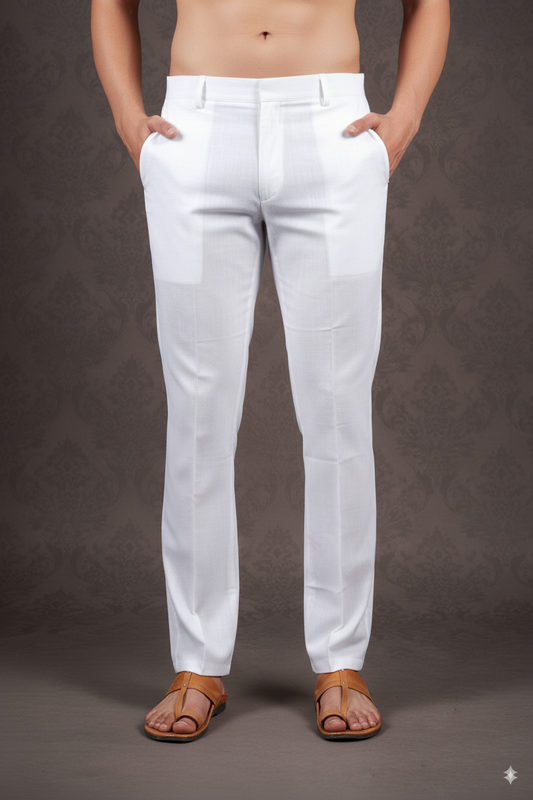 White Cotton-Silk Pants
