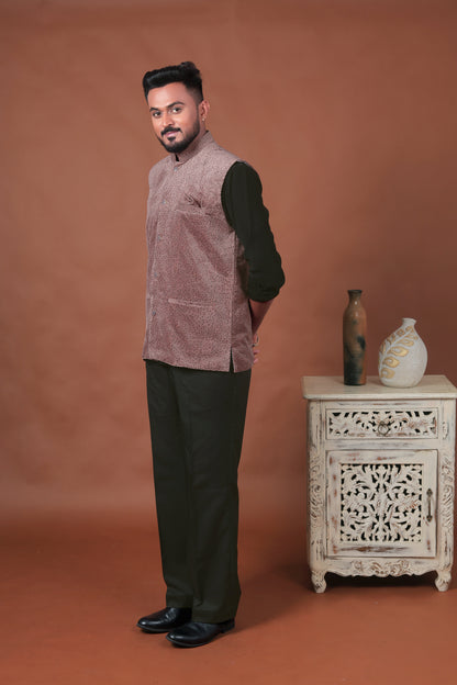 Pink Embroidered Velvet Waistcoat