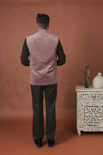 Pink Embroidered Velvet Waistcoat
