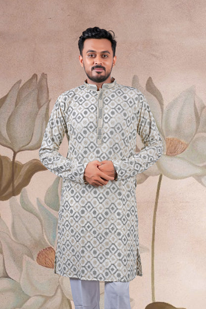 Grey Lucknowi Jacquard Kurta