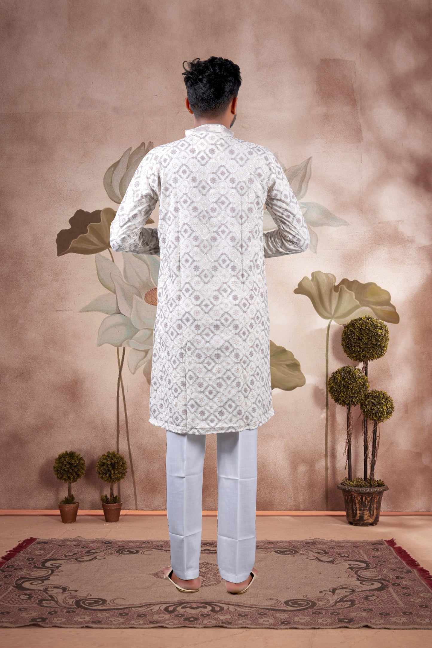 Ivory Lucknowi Jacquard Kurta