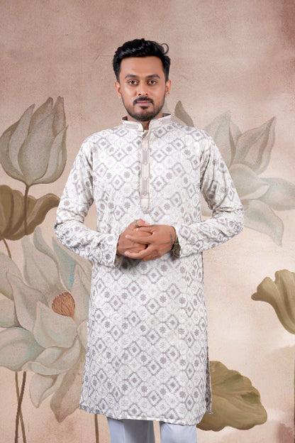 Ivory Lucknowi Jacquard Kurta
