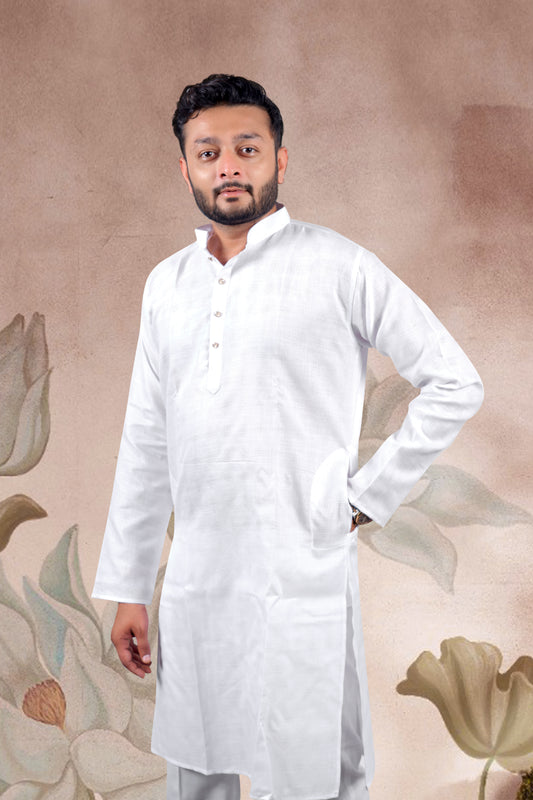 White Checked Cotton Kurta