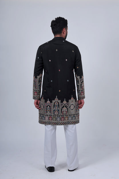 Black Mirror & Zari Embroidered Kurta