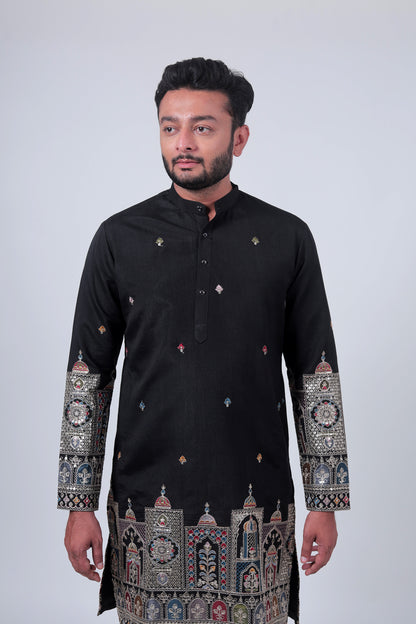 Black Mirror & Zari Embroidered Kurta