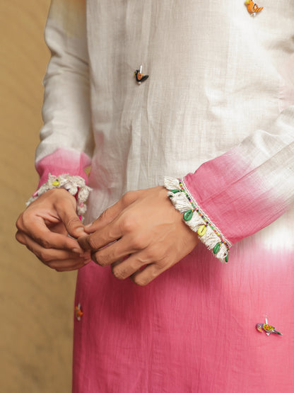 Orange Ombre Embroidered Kurta with Sequin Detailing