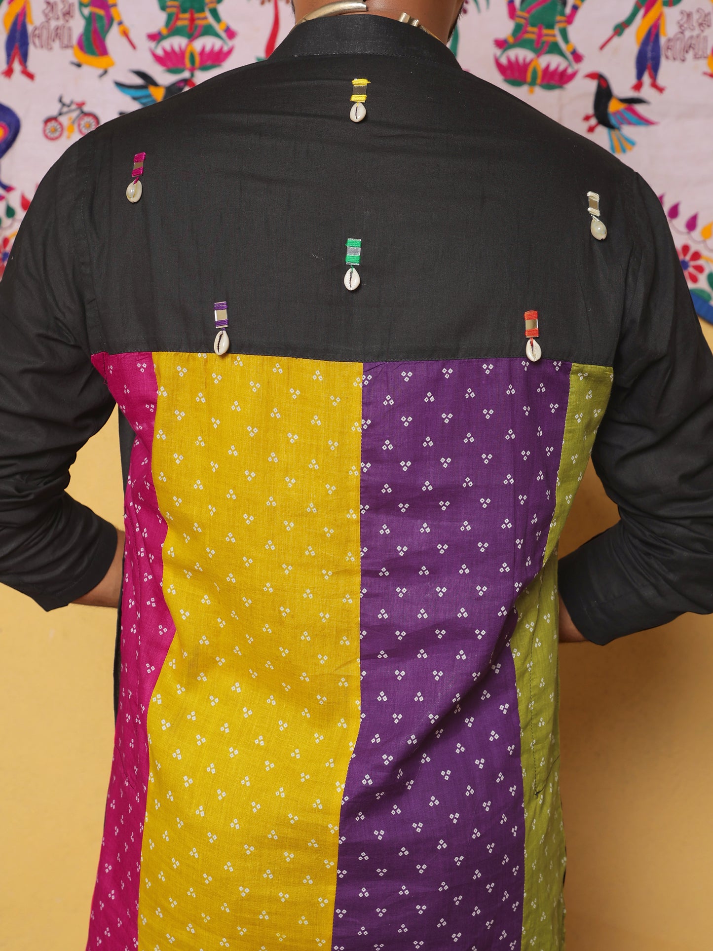 Black Bandhani-Inspired Embroidered Kurta