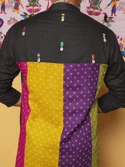 Black Bandhani-Inspired Embroidered Kurta