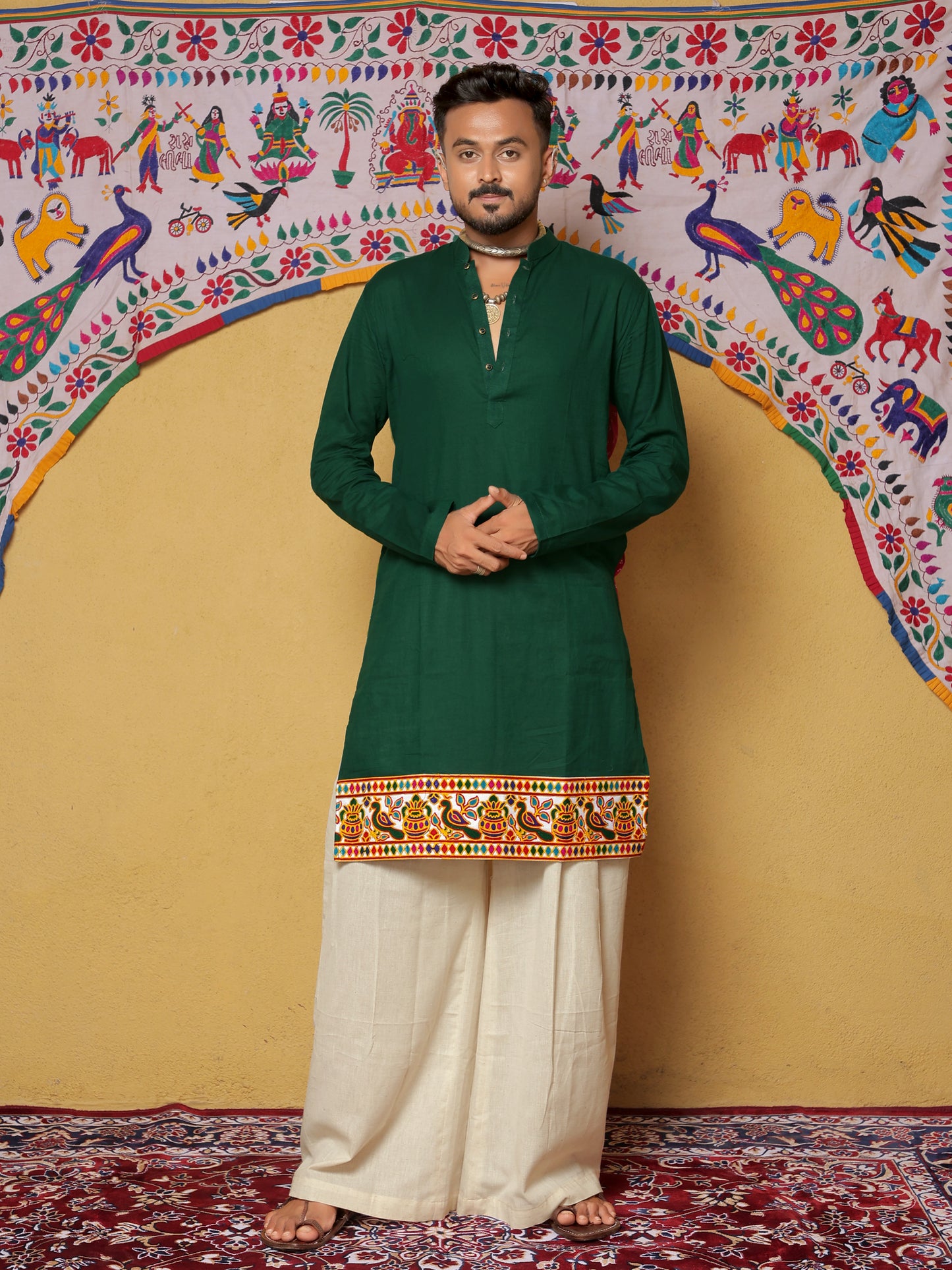 Green Bandhani-Inspired Embroidered Kurta