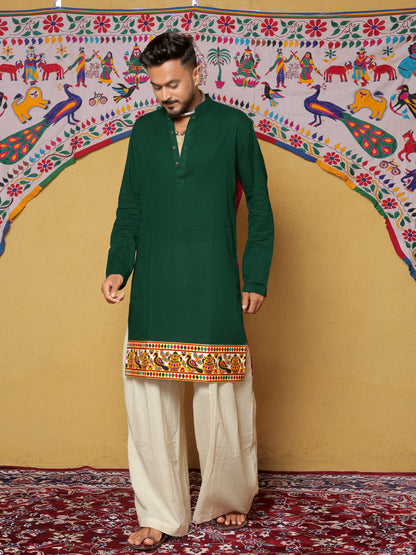 Green Bandhani-Inspired Embroidered Kurta