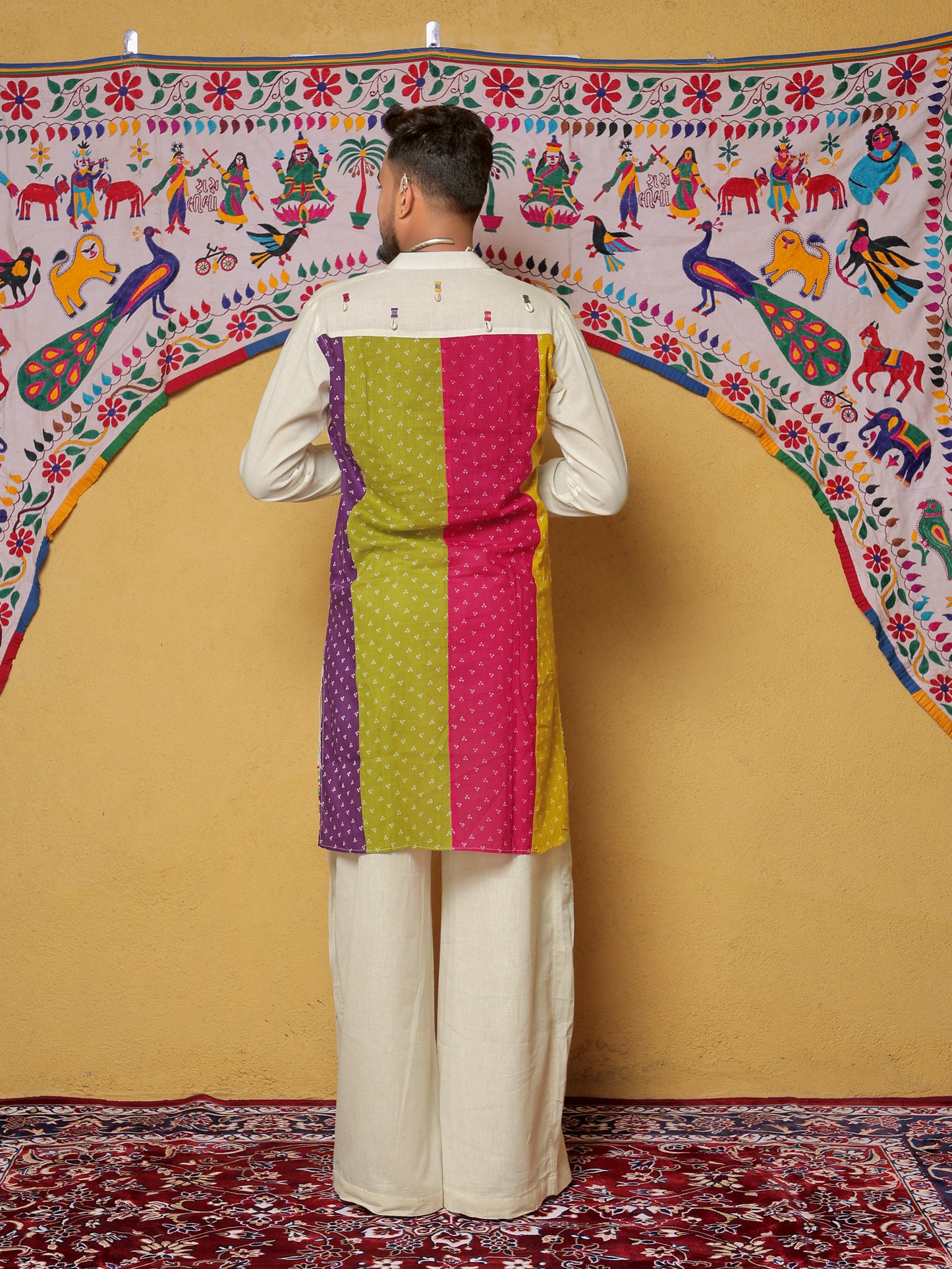 White Bandhani-Inspired Embroidered Kurta