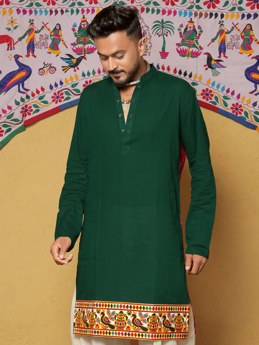Green Bandhani-Inspired Embroidered Kurta