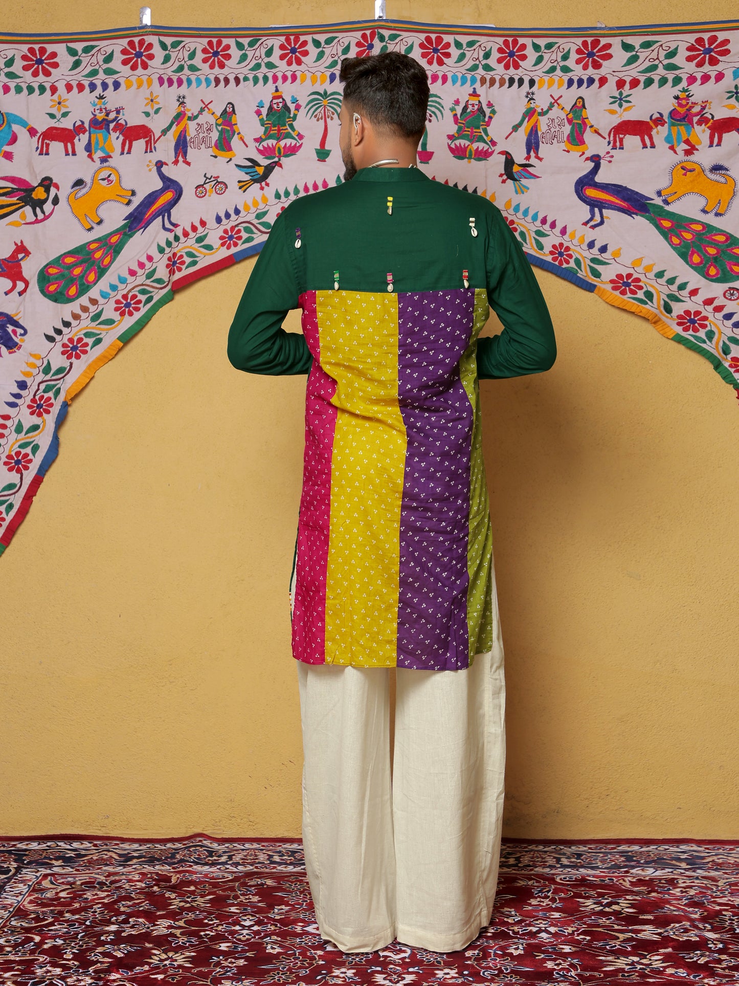 Green Bandhani-Inspired Embroidered Kurta