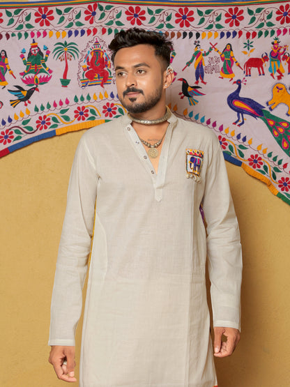 White Bandhani-Inspired Embroidered Kurta