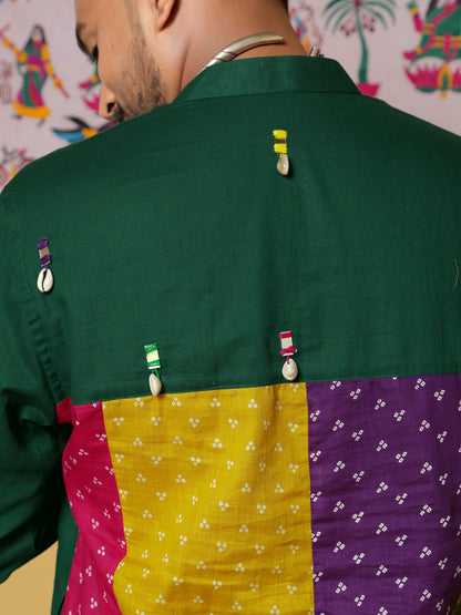 Green Bandhani-Inspired Embroidered Kurta