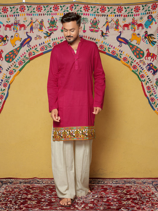 Pink Bandhani-Inspired Embroidered Kurta
