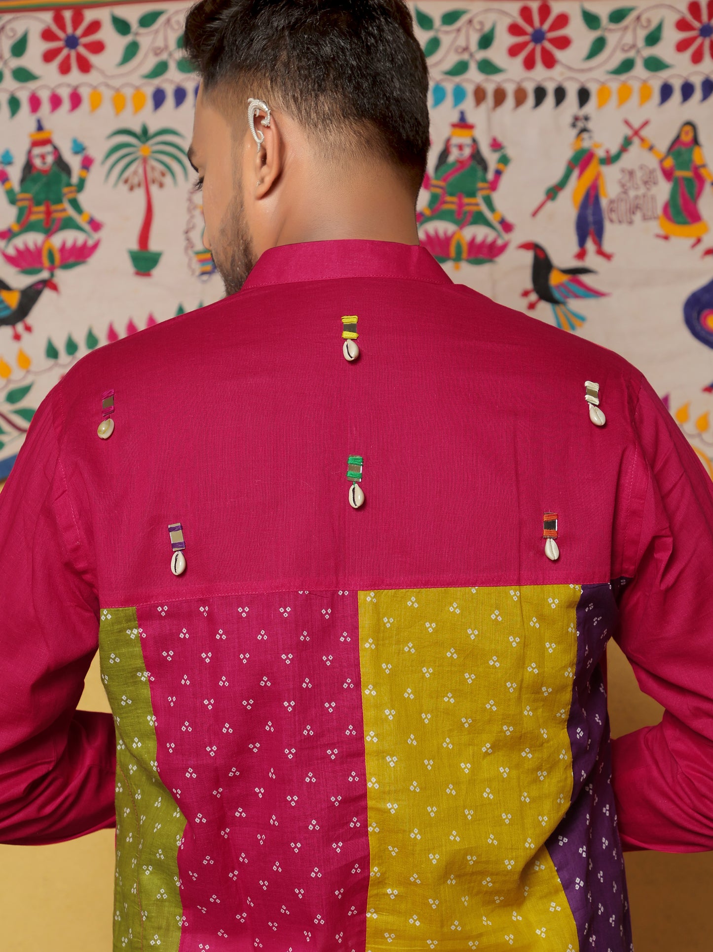 Pink Bandhani-Inspired Embroidered Kurta