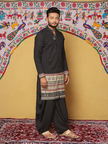 Black Kurta with Traditional Ethnic Motifs
