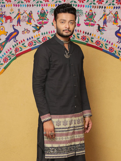 Black Kurta with Traditional Ethnic Motifs