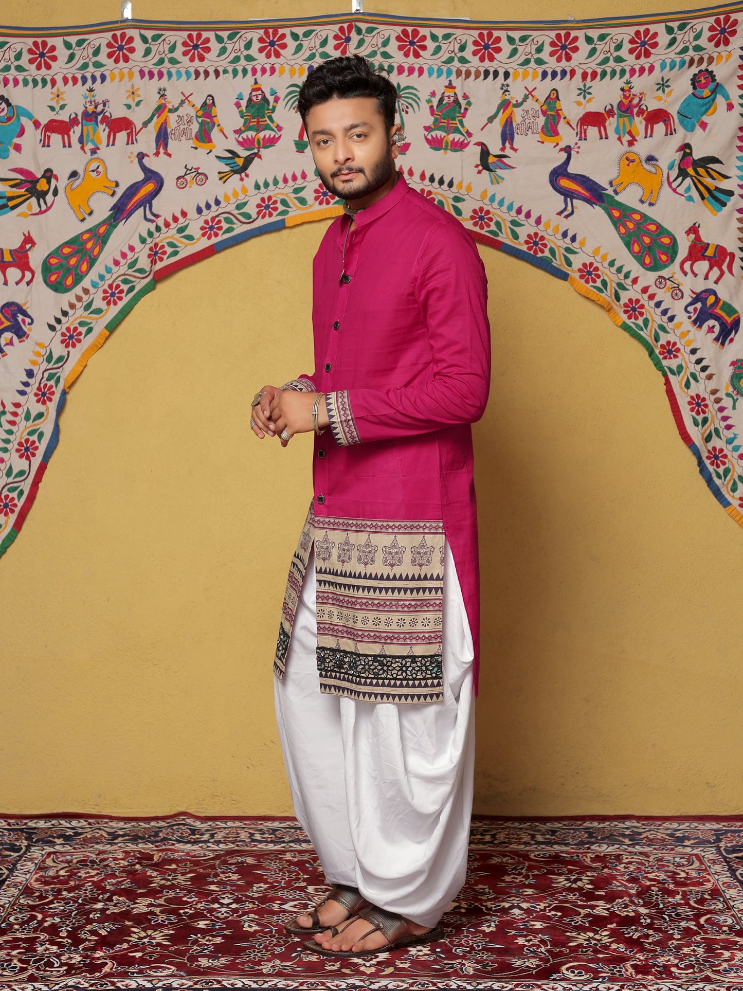 Pink Kurta with Traditional Ethnic Motifs
