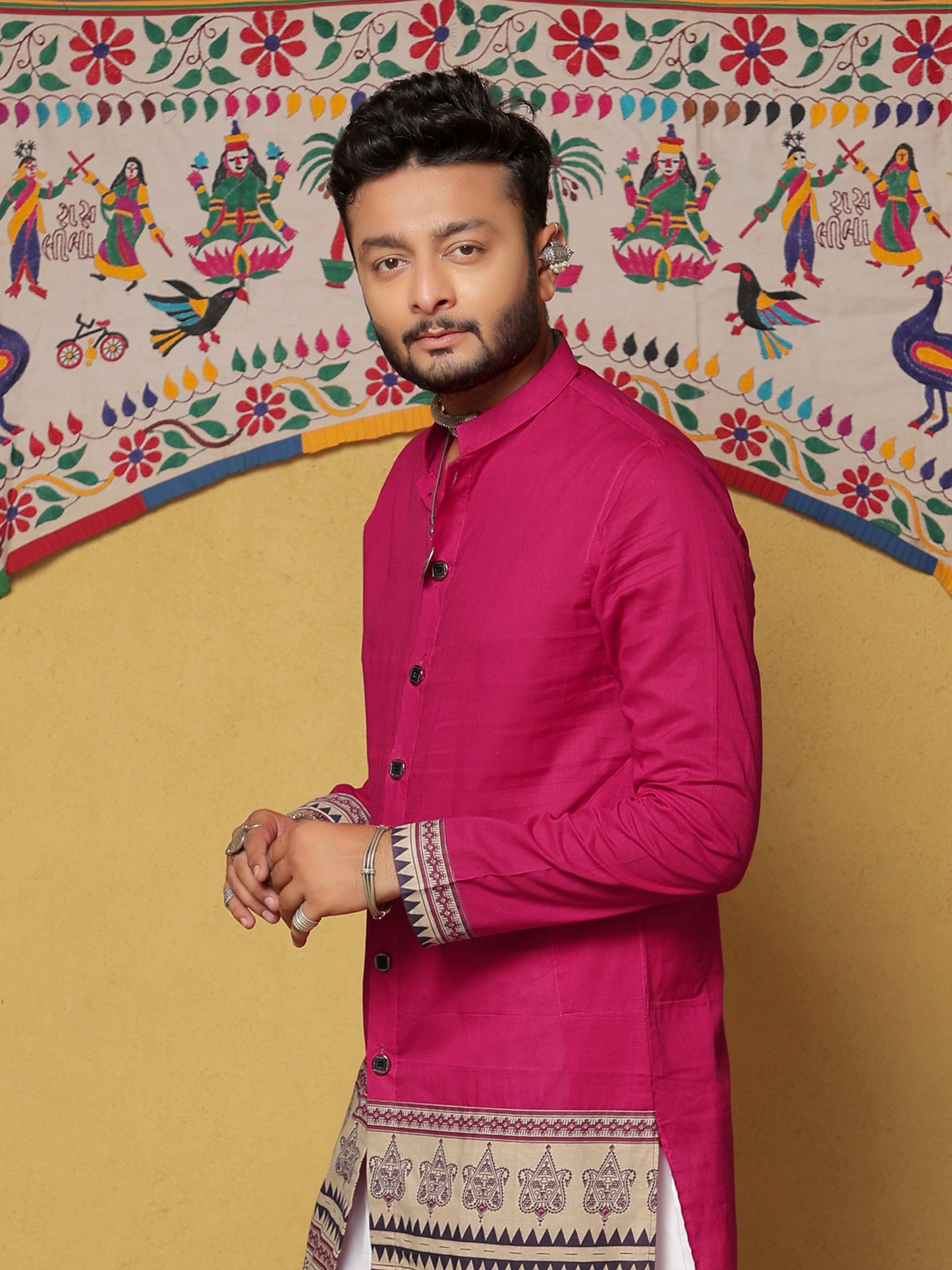 Pink Kurta with Traditional Ethnic Motifs