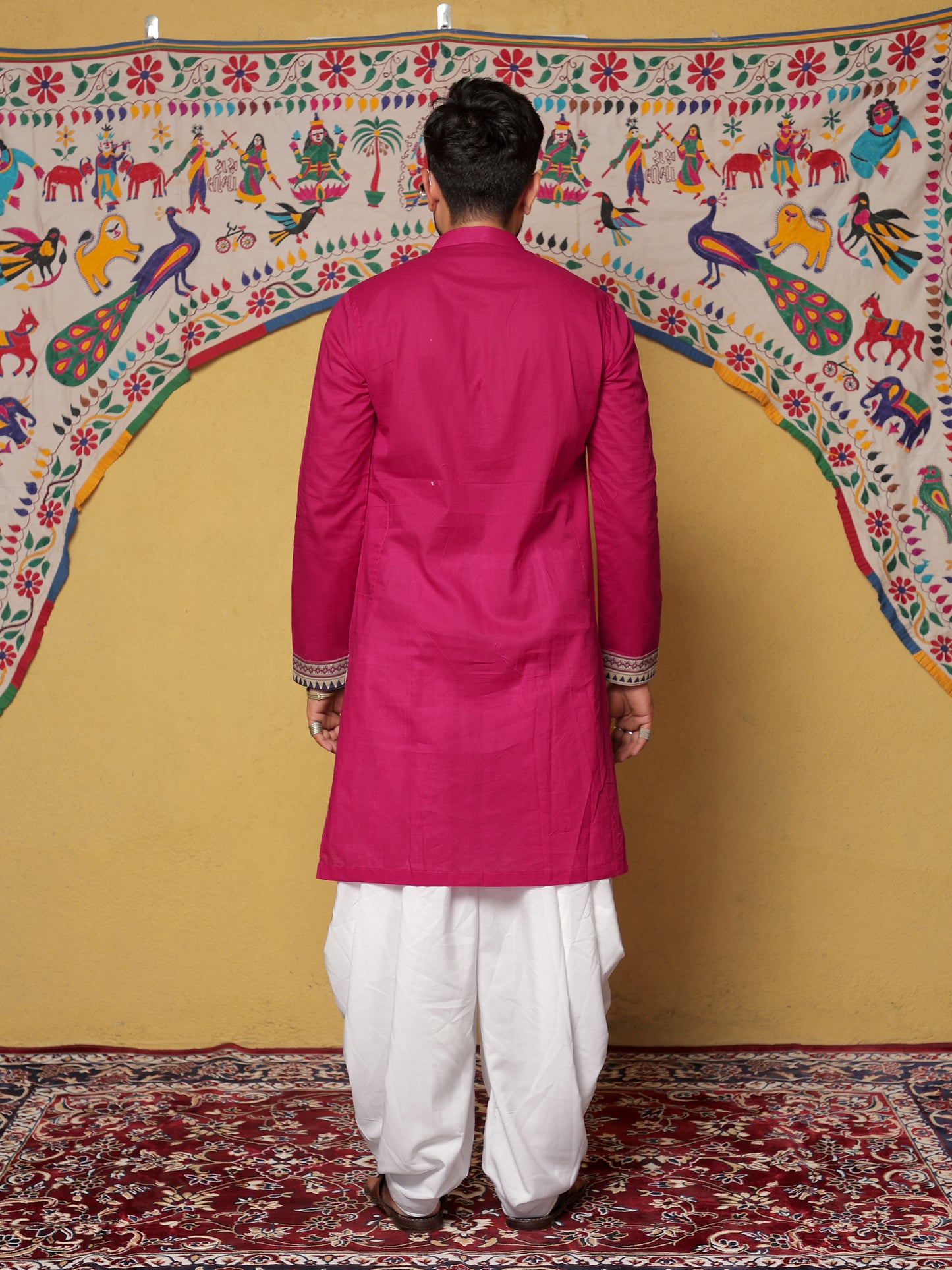 Pink Kurta with Traditional Ethnic Motifs