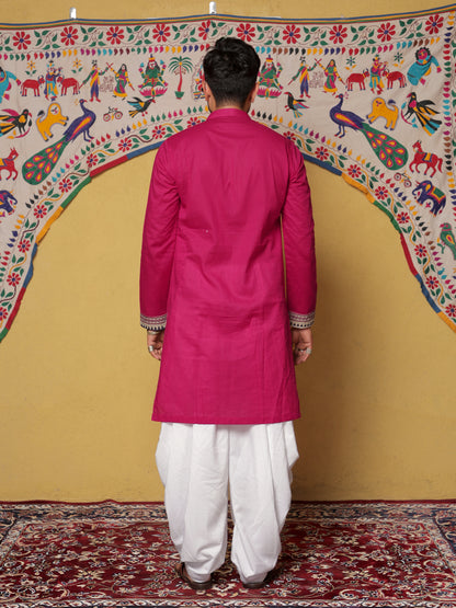 Pink Kurta with Traditional Ethnic Motifs