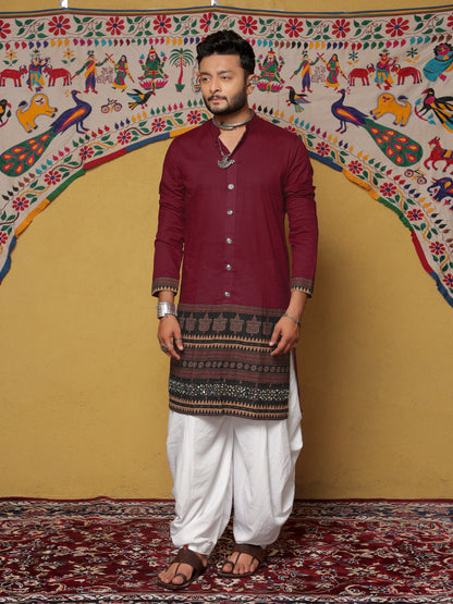 Maroon Kurta with Traditional Ethnic Motifs
