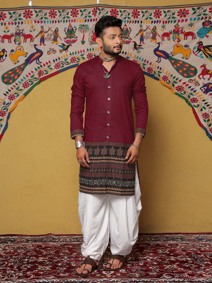 Maroon Kurta with Traditional Ethnic Motifs