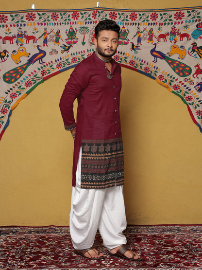 Maroon Kurta with Traditional Ethnic Motifs