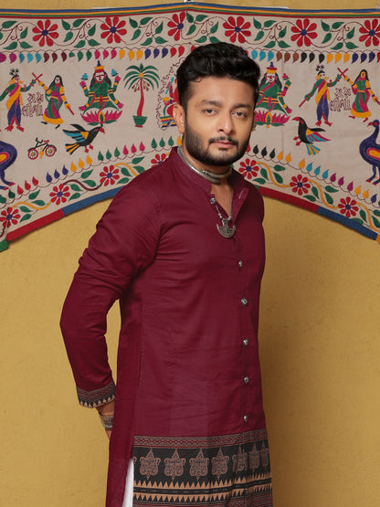 Maroon Kurta with Traditional Ethnic Motifs