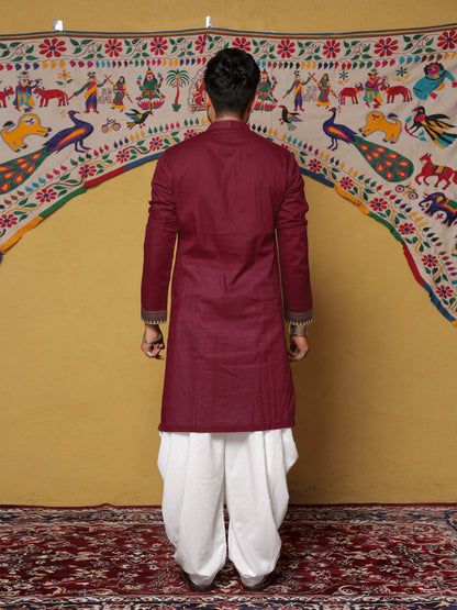 Maroon Kurta with Traditional Ethnic Motifs