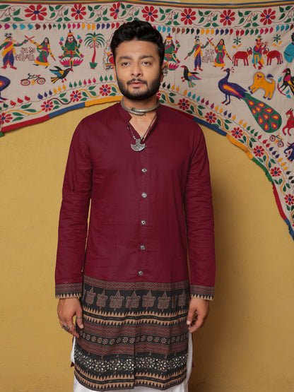 Maroon Kurta with Traditional Ethnic Motifs