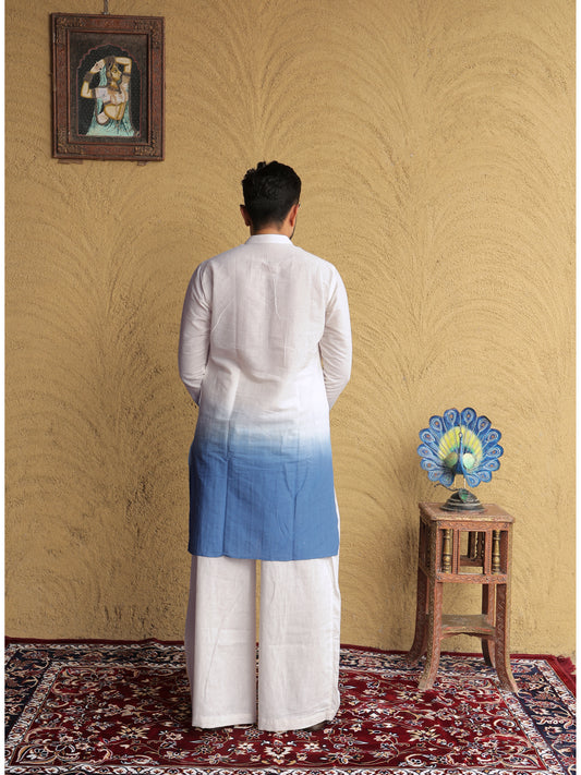 Blue Ombre Ethnic Motif Printed Kurta