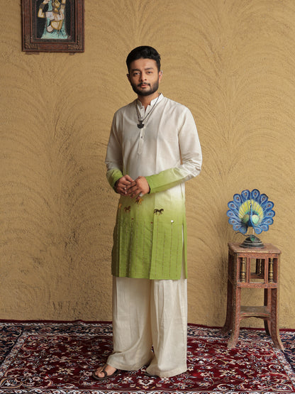 Green Ombre Ethnic Motif Printed Kurta