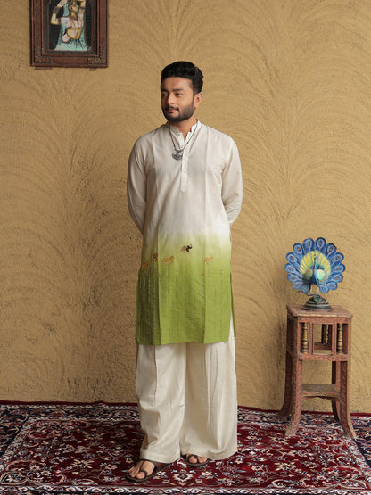 Green Ombre Ethnic Motif Printed Kurta
