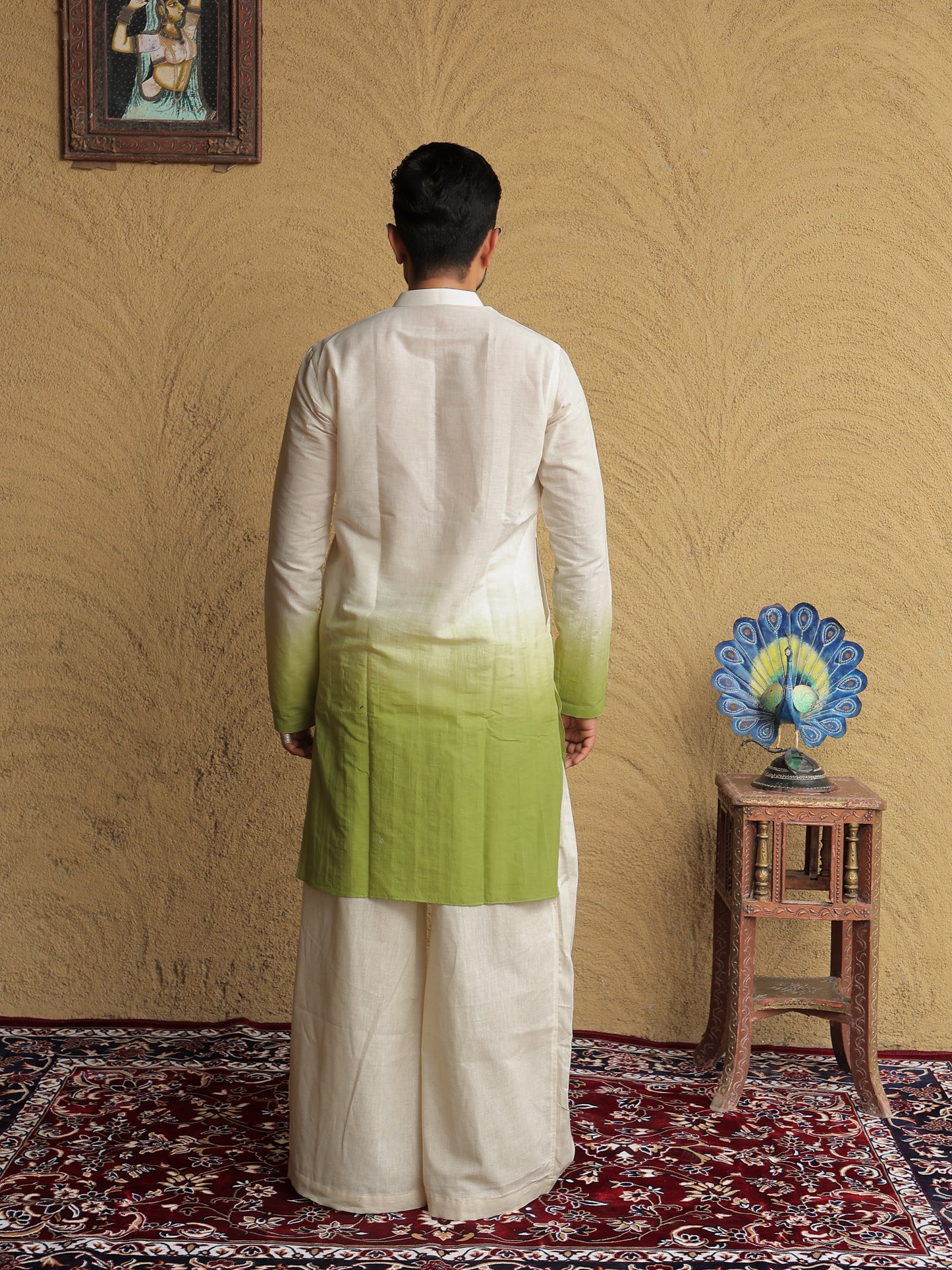 Green Ombre Ethnic Motif Printed Kurta