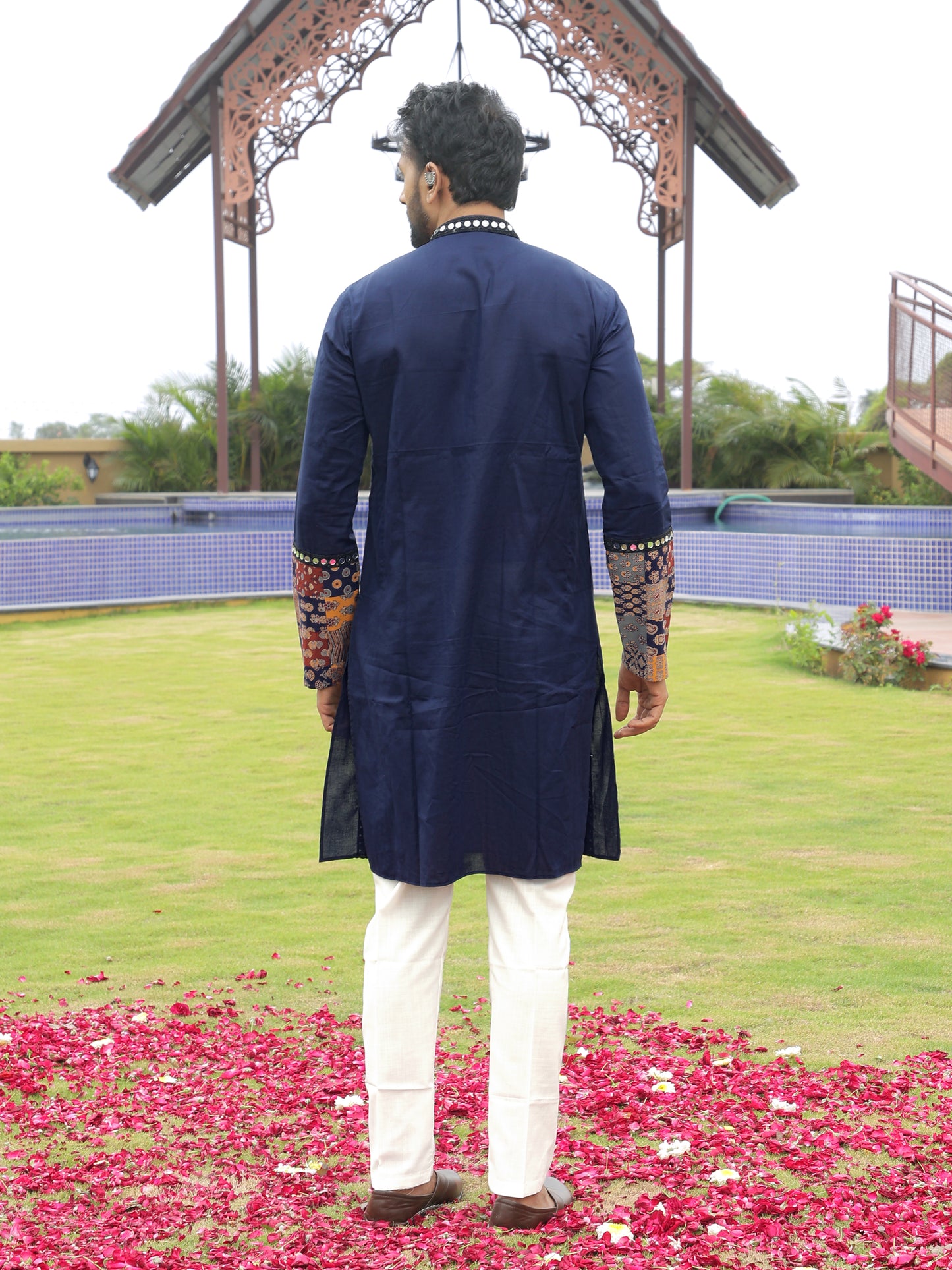 Blue Multi-Color Patchwork Ethnic Print Kurta