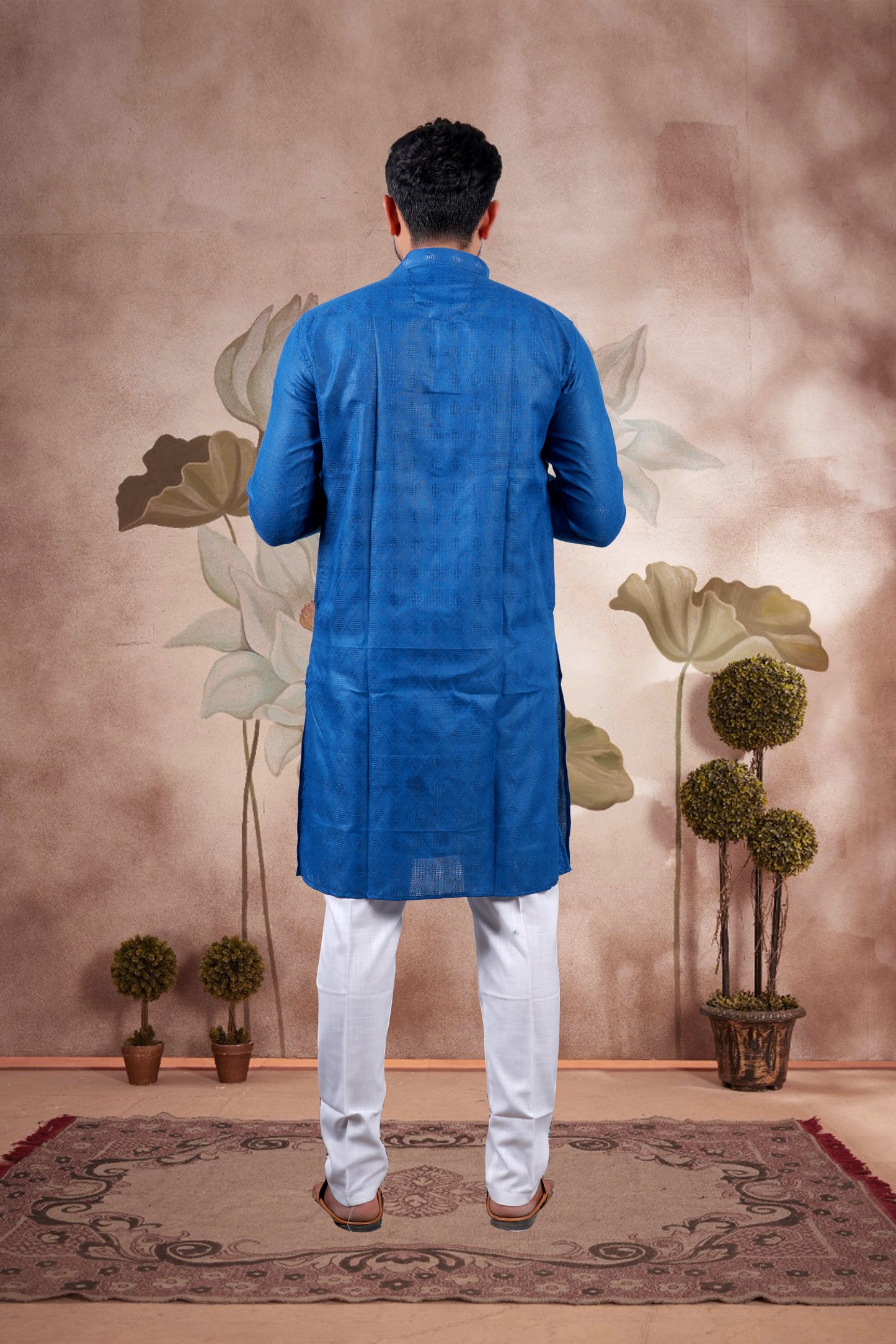 Royal Blue Solid Cotton Kurta