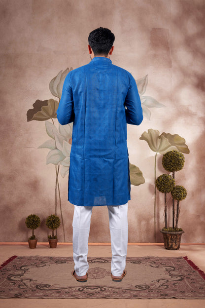 Royal Blue Solid Cotton Kurta